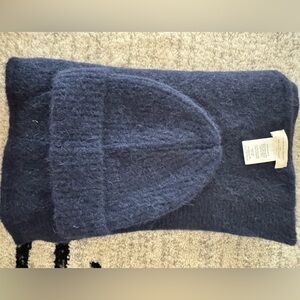 Sezane Navy Blue Scarf and Beanie